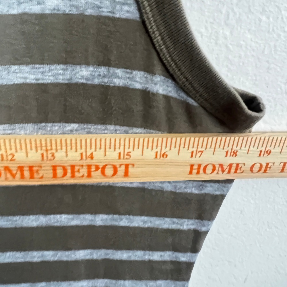 Michael Stars Striped Tank Dress Womens Large Olive Green Minimalist Summer - Picture 6 of 6